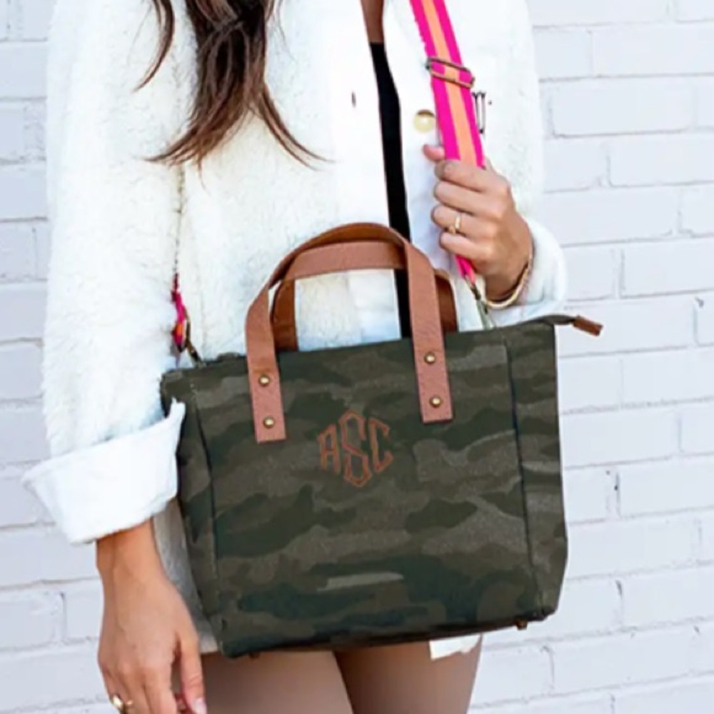 Stylish Camouflage Women's Tote Bag. Pink strap. Not monogram!